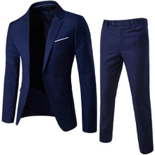 Load image into Gallery viewer, 2Pcs/Set Men Suit Plus Size Men Solid Color Long Sleeve Lapel Slim Button Business Suit Work clothes Business suits