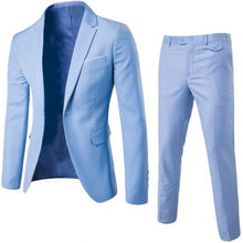 Load image into Gallery viewer, 2Pcs/Set Men Suit Plus Size Men Solid Color Long Sleeve Lapel Slim Button Business Suit Work clothes Business suits