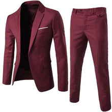 Load image into Gallery viewer, 2Pcs/Set Men Suit Plus Size Men Solid Color Long Sleeve Lapel Slim Button Business Suit Work clothes Business suits